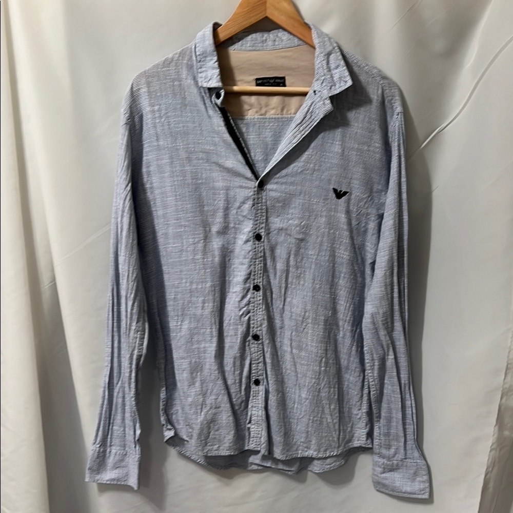 Emporio Armani Blue Casual Button Down Shirt